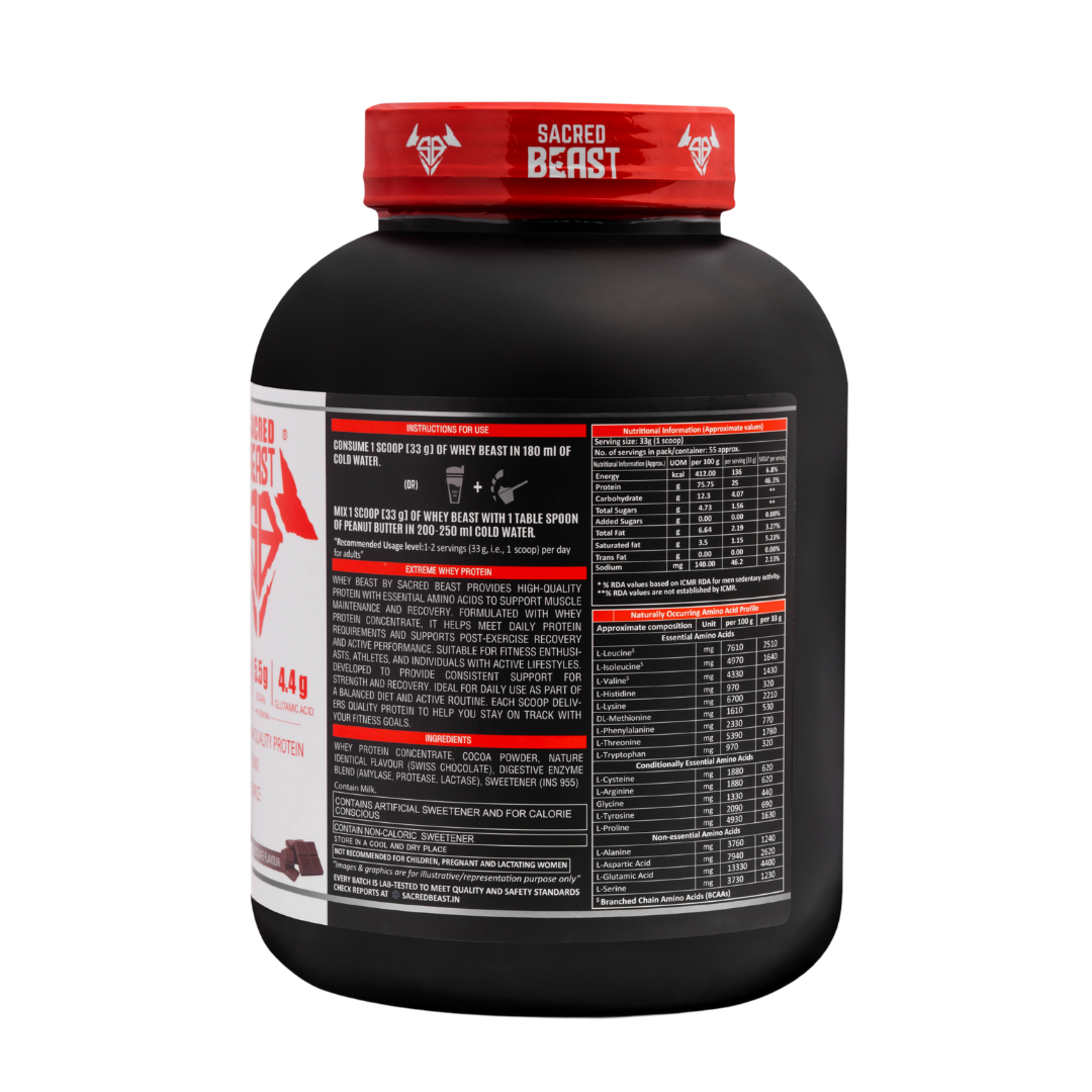 WHEY BEAST | 25g Protein, Whey Protein Concentrate with Shaker