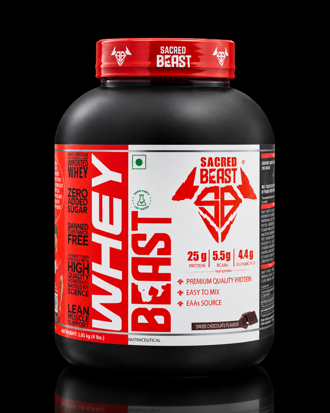 Sacred Beast Whey Beast-25g Protein | 5.5g BCAAs | 4.4g Glutamic Acid