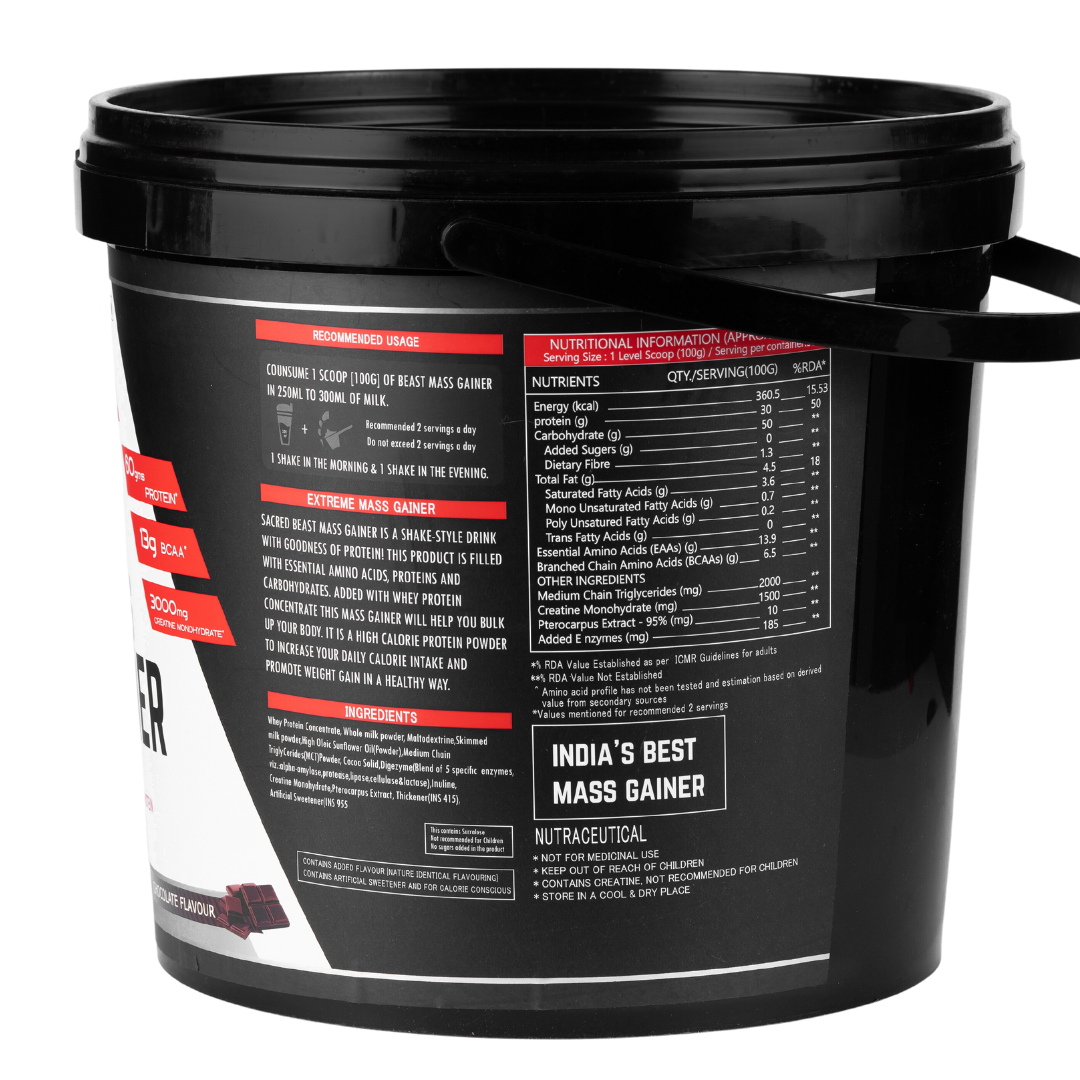 High Protein Mass Gainer 30g protein, 1500mg Creatine per Scoop| Eurofin Lab tested