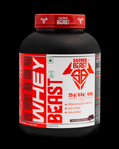 Sacred Beast Whey Beast-25g Protein | 5.5g BCAAs | 4.4g Glutamic Acid- Free Shaker