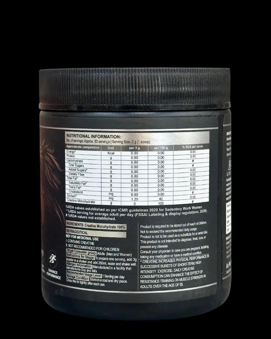 Micronized Creatine Monohydrate: 3g — Supports strength, power, and high-intensity performance