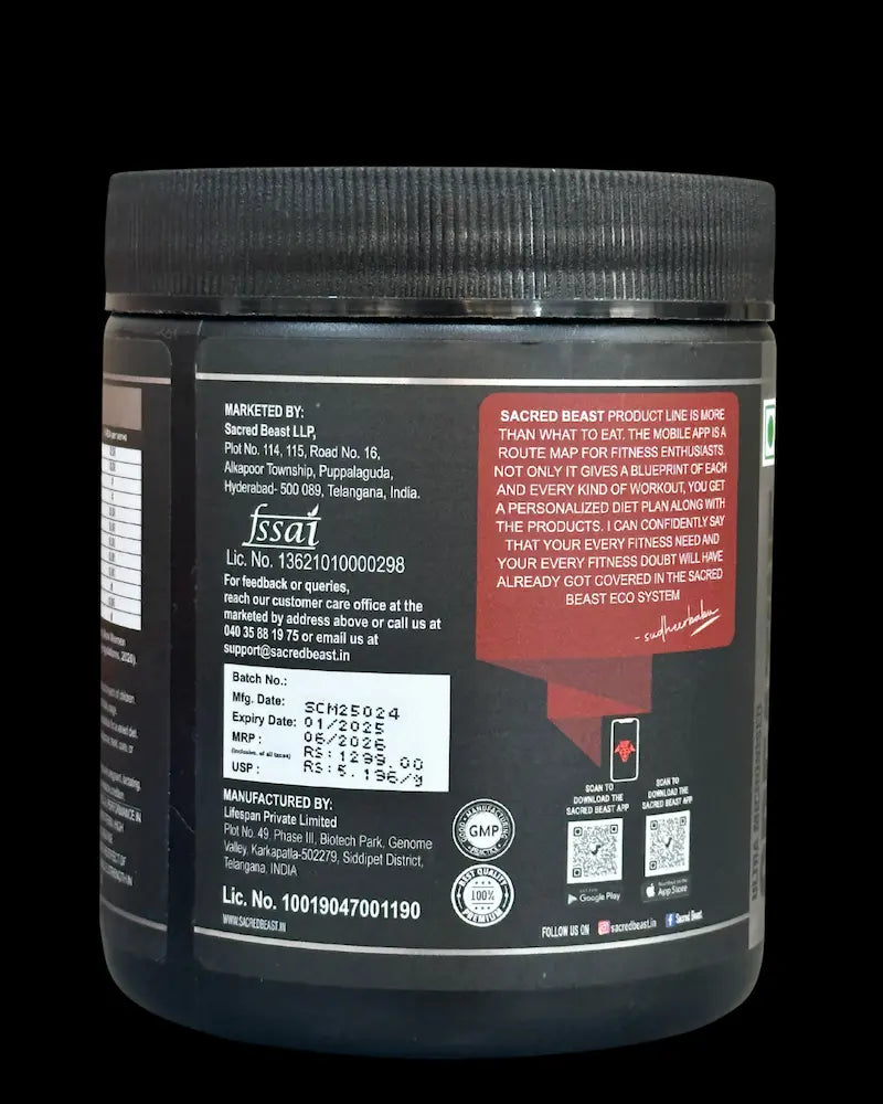 Micronized Creatine Monohydrate: 3g — Supports strength, power, and high-intensity performance