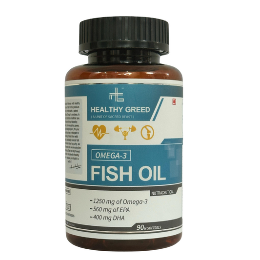 Healthy Greed  Fish Oil Capsule For Men And Women, Omega 3 Fish Oil Capsules (1250mg Omega 3 with 560 mg EPA & 400 mg DHA), for Brain, Heart, Eyes, and Joints Health