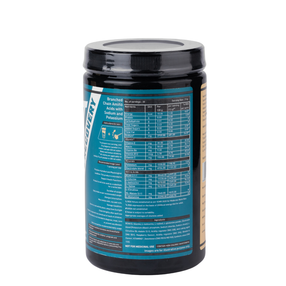 Sacred Beast BCAA (30 Servings, Blue Raspberry Flavour) BCAA with the Ideal Ratio of 2:1:1 for Pro Muscle Recovery