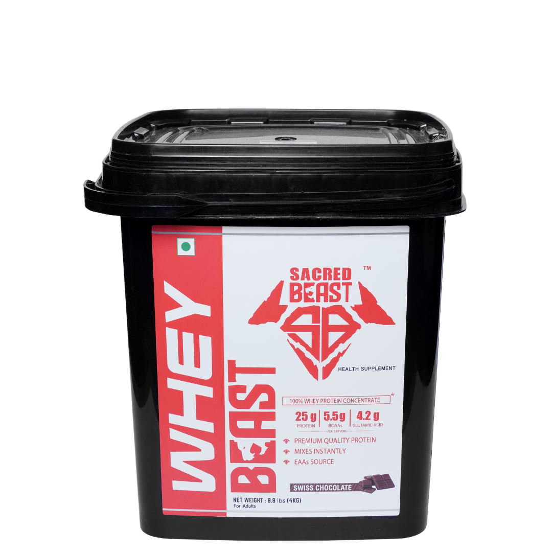 Sacred Beast Whey Beast 25g Protein, 5.5g Bcaa, 4.2g Glutamic acid Per Scoop | Eurofin lab Tested